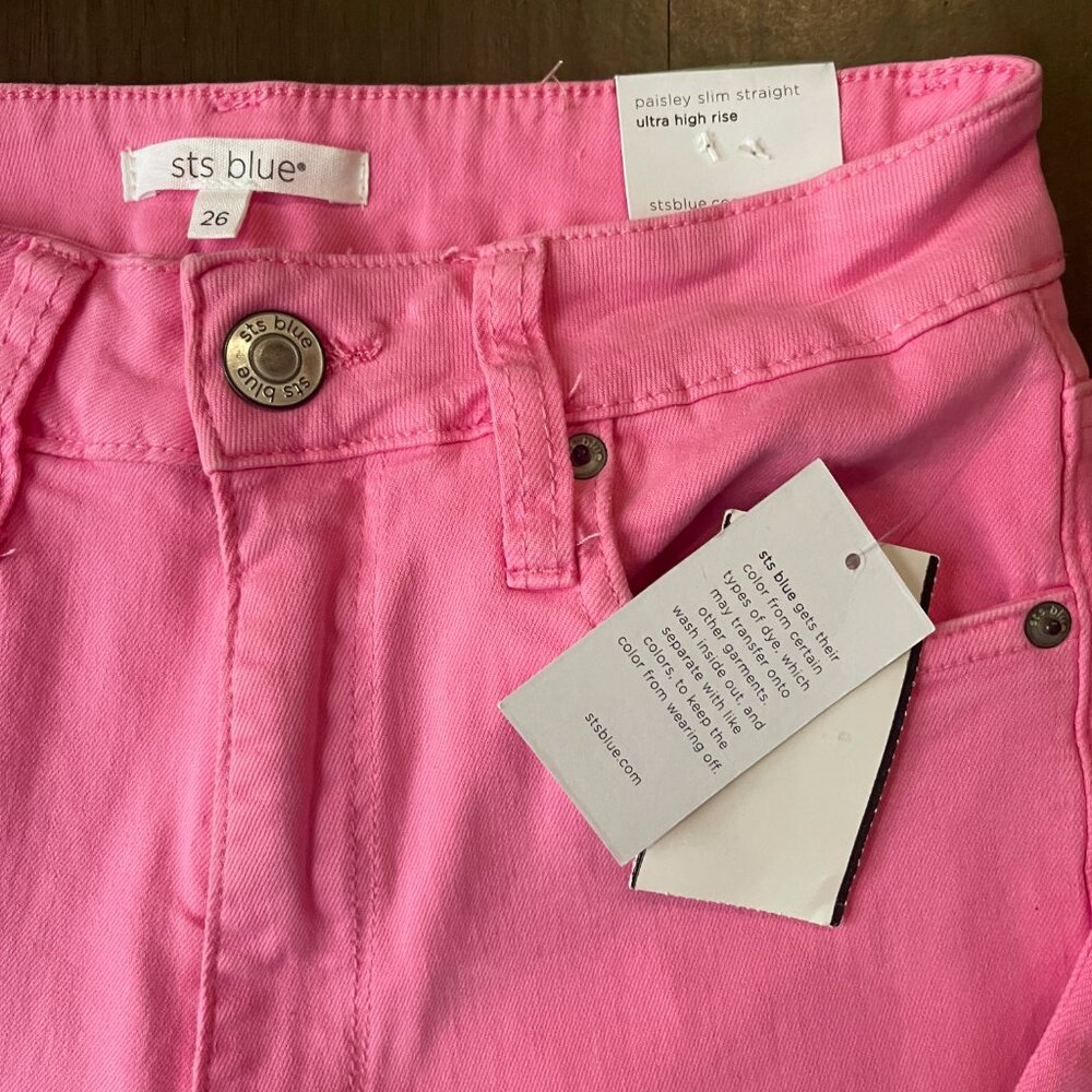 NWT STS Blue Ultra High rise croped Pink jeans 26 - Picture 7 of 10